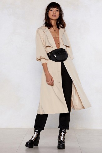 Nasty Gal Sleeve ‘Em Wanting More Trench Coat Beige – stylish autumn mac