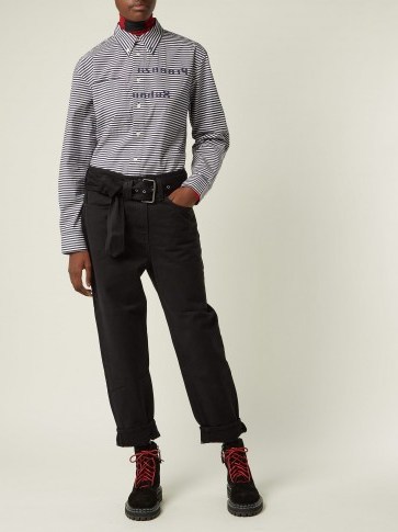 PSWL Straight-leg belted turn-up black denim jeans - flipped