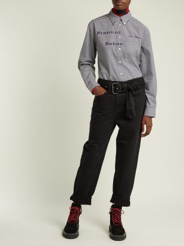 PSWL Straight-leg belted turn-up black denim jeans