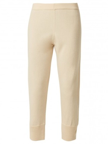 ALLUDE Beige Straight-leg cashmere track pants ~ casual luxe - flipped