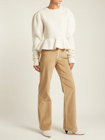 A.W.A.K.E. Straight-leg cotton-corduroy trousers ~ high waist camel cords