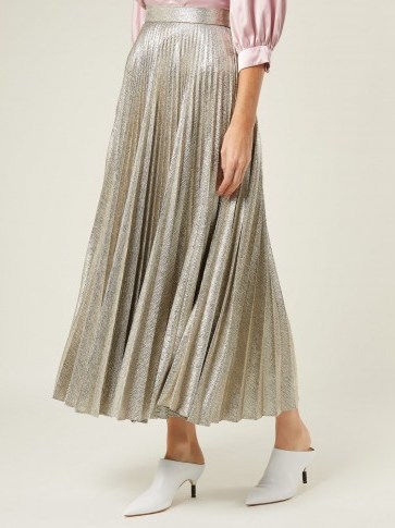 EMILIA WICKSTEAD Sunshine metallic-silver pleated skirt | luxe skirts - flipped