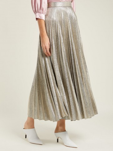 EMILIA WICKSTEAD Sunshine metallic-silver pleated skirt | luxe skirts