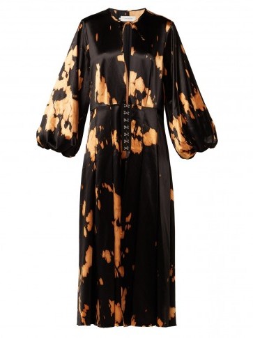 MARQUES’ALMEIDA Black and Orange Tie-dye cotton-blend satin dress - flipped