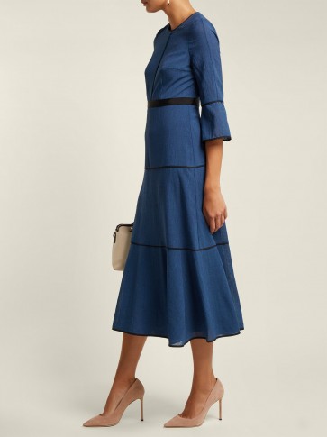 CEFINN Tiered blue voile midi dress ~ a-line dresses ~ effortless style