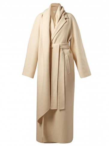 THE ROW Tooman longline cream cashmere wrap coat ~ luxe outerwear - flipped