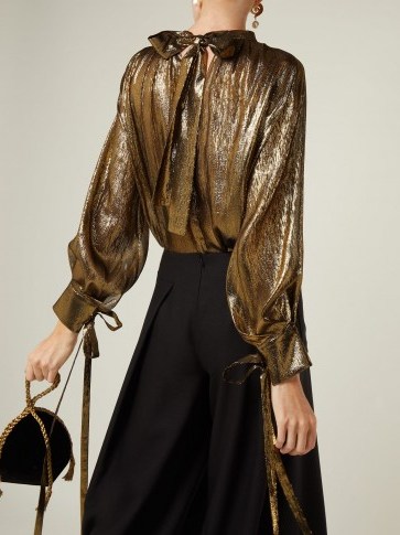 OSMAN Tulia silk-blend gold lamé blouse - flipped