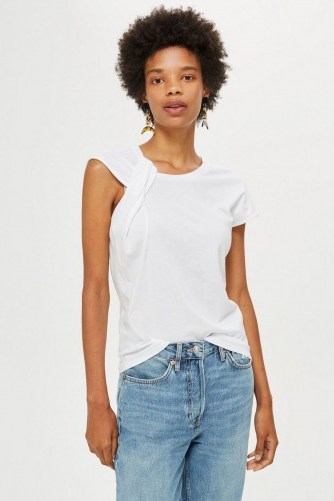 Topshop Twist Strap Tank Top in White | chic tee - flipped