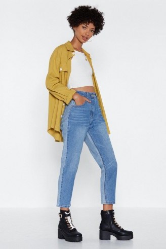 Nasty Gal Two Sides to Every Story Mom Jeans | two-tone denim - flipped