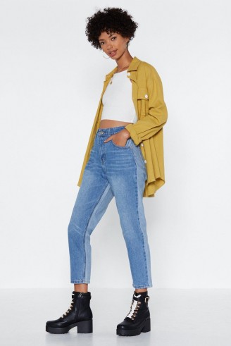 Nasty Gal Two Sides to Every Story Mom Jeans | two-tone denim