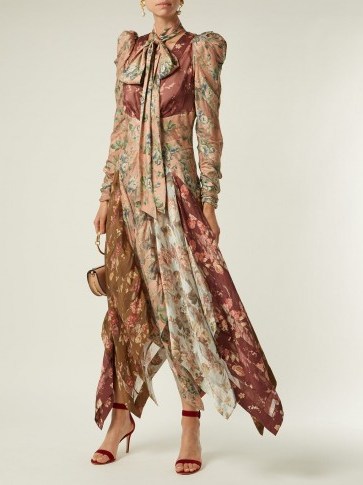ZIMMERMANN Unbridled floral-print contrast-panel silk dress ~ feminine vintage look - flipped