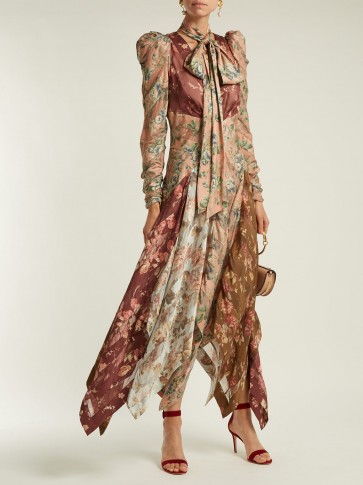 ZIMMERMANN Unbridled floral-print contrast-panel silk dress ~ feminine vintage look