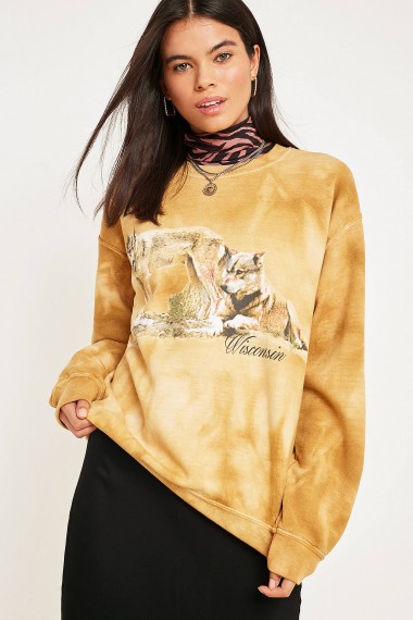 UO Tie-Dye Printed Graphic Sweatshirt in Yellow – animal prints