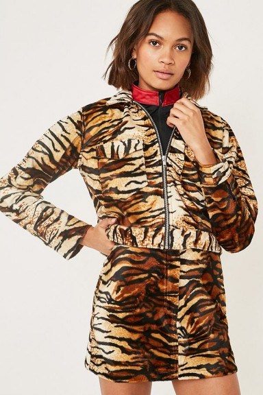 Urban Renewal Vintage Remnants Tiger Print Faux Fur Jacket. ANIMAL PRINTS - flipped