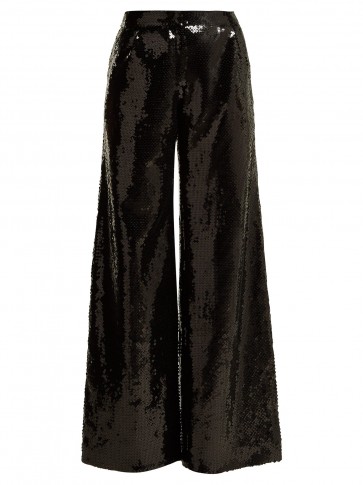 HALPERN Black Wide-leg sequinned trousers ~ evening glitz