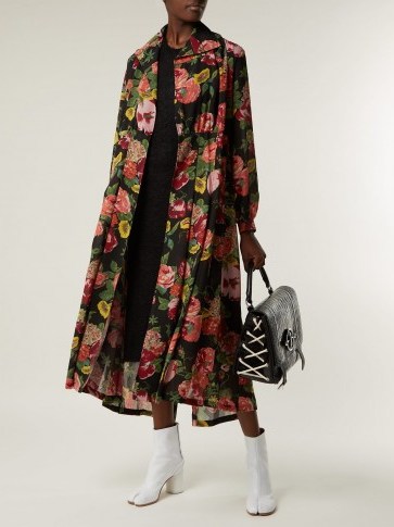 JUNYA WATANABE Black Wool-knit floral-print georgette dress - flipped