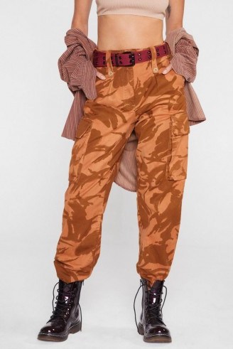 Nasty Gal After Party Vintage Blend In Orange Camo Pants - flipped
