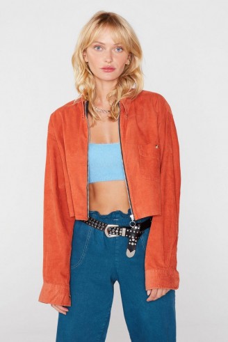 Nasty Gal After Party Vintage Cord Play Jacket in Rust / cropped corduroy jackets