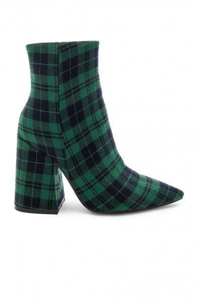 Alias Mae AHARA BOOTIE Green Tartan – plaid print block heeled boot