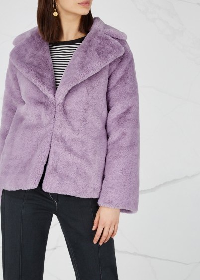 ALICE + OLIVIA Thora lilac faux-fur jacket ~ winter luxe - flipped