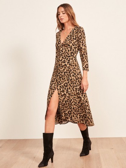REFORMATION Alma Dress in Leopard ~ glamorous animal prints - flipped