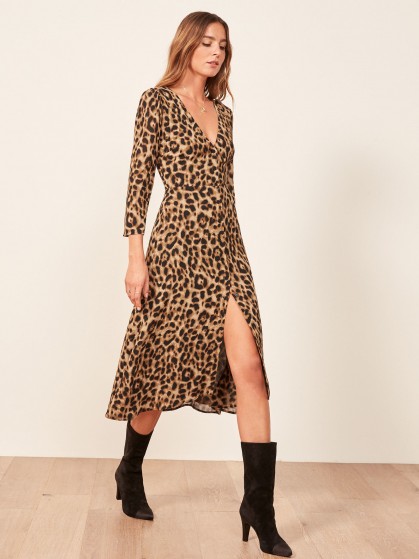REFORMATION Alma Dress in Leopard ~ glamorous animal prints
