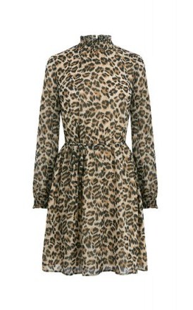 OASIS ANIMAL HIGH NECK DRESS / leopard prints - flipped