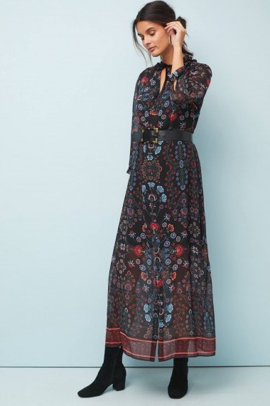LAIA Antha Floral-Print Shirt Dress Black Motif / feminine boho maxi - flipped