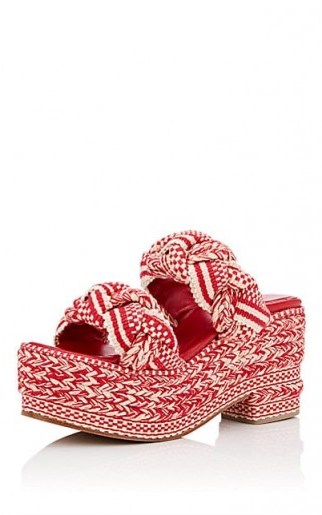 ANTOLINA Conchita Red and Tan Cotton Platform Sandals ~ hand braided platforms - flipped