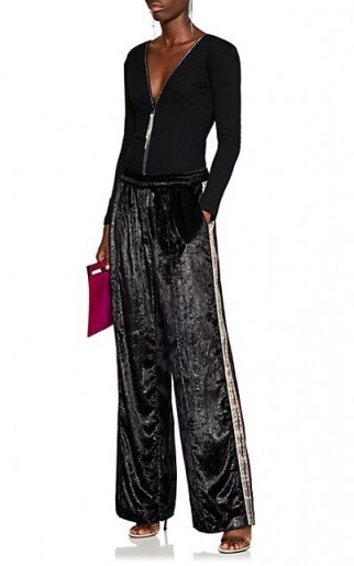 AREA Francis Side Embellished Metallic-Black Pants - flipped