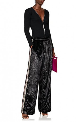 AREA Francis Side Embellished Metallic-Black Pants
