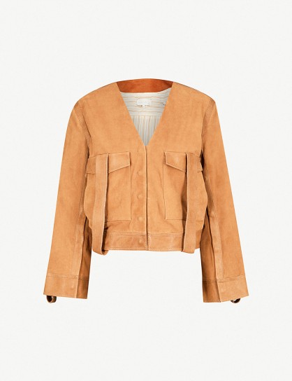 ARJE Alma belted suede jacket tan ~ cropped style ~ luxe outerwear