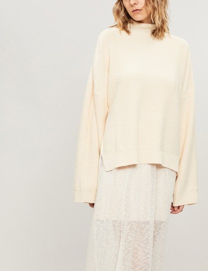 ARJE Milos turtleneck cashmere, wool and silk-blend jumper Ivory / luxury neutral sweater - flipped