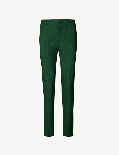 ARJE Tat mid-rise skinny woven trousers emerald ~ green skinnies - flipped