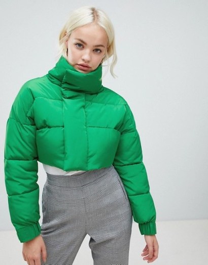 ASOS DESIGN cropped puffer jacket Green - flipped