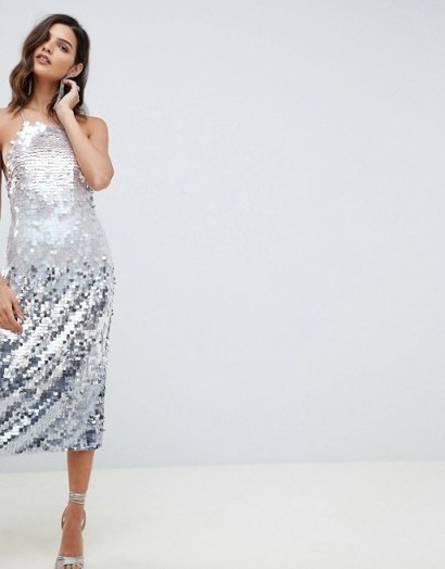 ASOS DESIGN midi pencil dress in all over ombre sequin / shimmer and shine - flipped