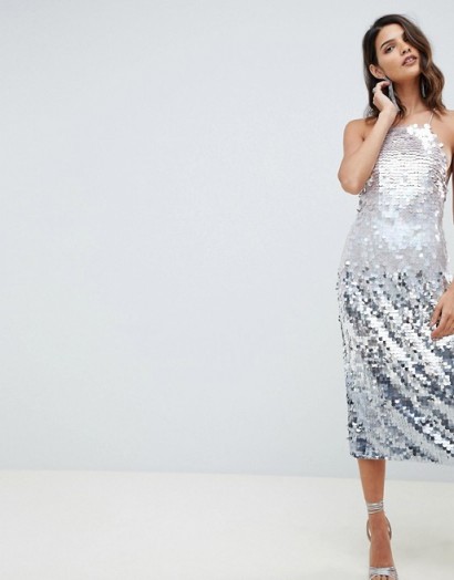 ASOS DESIGN midi pencil dress in all over ombre sequin / shimmer and shine