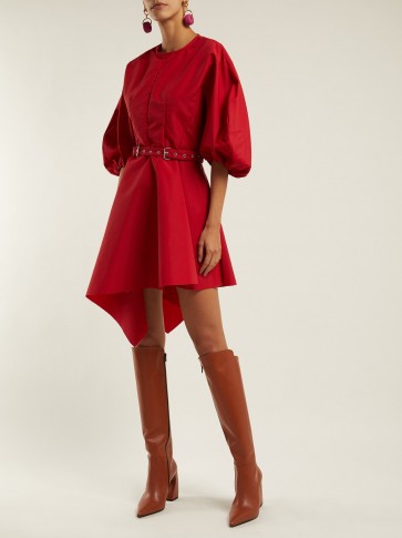MARQUES’ALMEIDA Asymmetric belted red taffeta dress