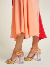 CHRISTIAN LOUBOUTIN Barbaclara 100 multicoloured patent-leather and PVC sandals ~ clear chunky heels