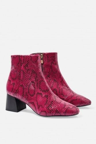 TOPSHOP Babe Pink Snake Print Ankle Boots - flipped