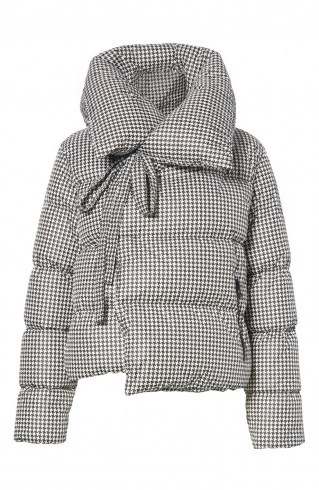 BACON Puffa Houndstooth Down Puffer Jacket in Pied De Poule ~ chic dogtooth padded coat - flipped