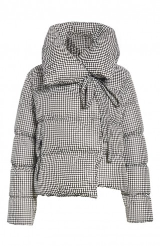 BACON Puffa Houndstooth Down Puffer Jacket in Pied De Poule ~ chic dogtooth padded coat
