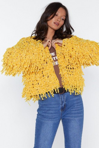 NASTY GAL Bad Romance Chenille Jacket in gold – shaggy knitwear