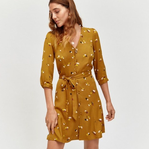 WAREHOUSE BEA DITSY FLORAL BUTTON DRESS - flipped