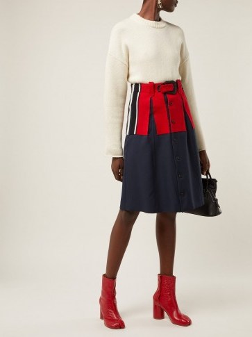 MAISON MARGIELA Belted wool-trimmed twill skirt - flipped