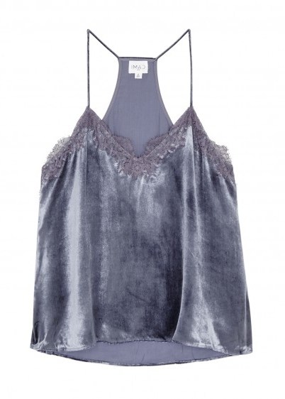 CAMI NYC The Racer steel blue velvet top ~ luxe camisole - flipped