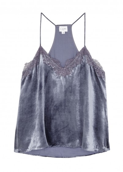 CAMI NYC The Racer steel blue velvet top ~ luxe camisole