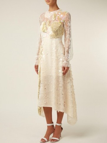 PREEN BY THORNTON BREGAZZI Cara ivory sequin-embellished lace dress – luxe fashion - flipped