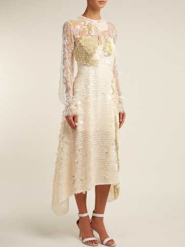 PREEN BY THORNTON BREGAZZI Cara ivory sequin-embellished lace dress – luxe fashion