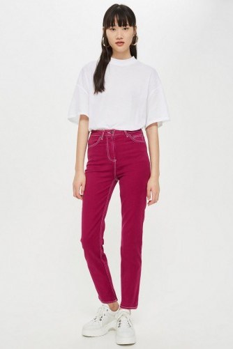 Topshop Cassis Clean Hem Straight Leg Jeans in Purple | coloured denim - flipped